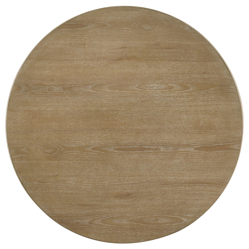 Dreydon - Round Coffee Table With Curved Pedestal Base - Light Brown