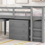 Loft Low Study Bed With Cabinet, Shelves And Rolling Portable Desk, Multiple Functions