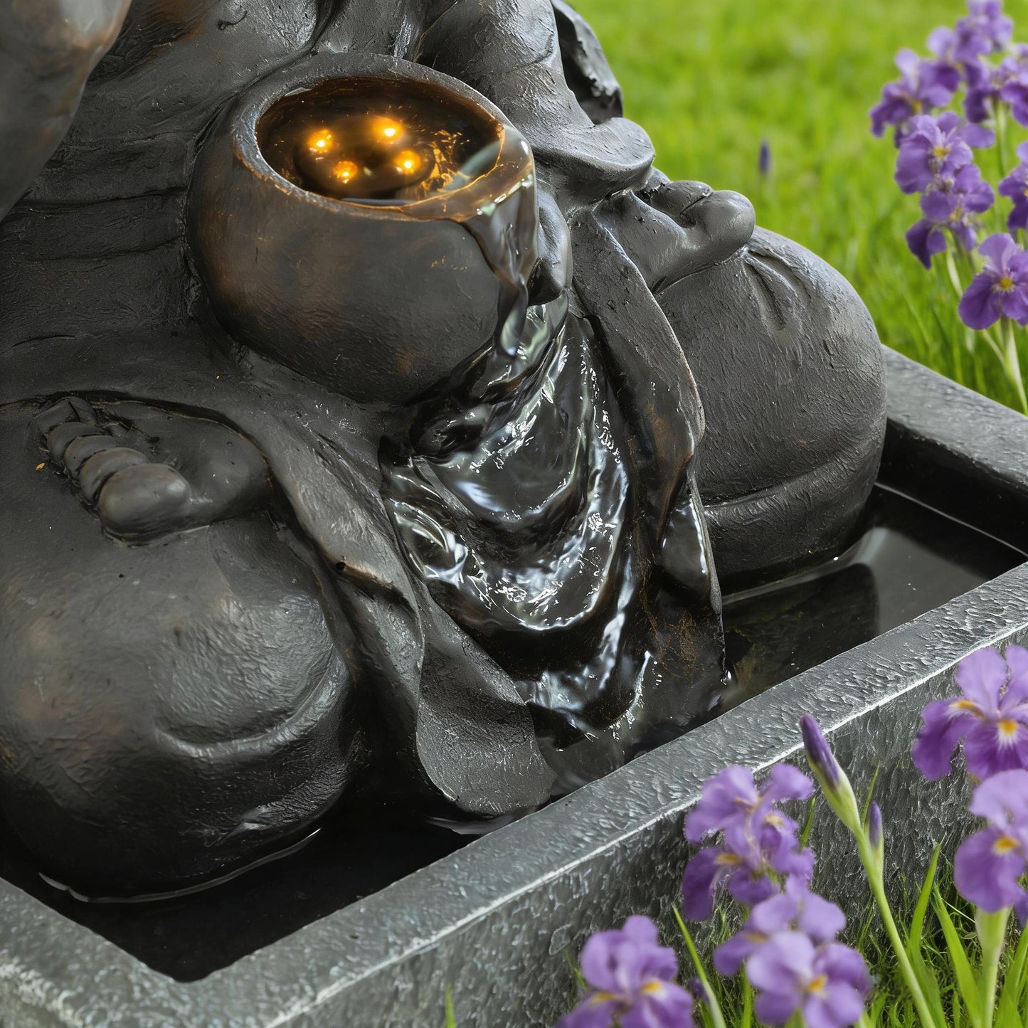 Zen - Outdoor Buddha Waterfall Fountain - Black