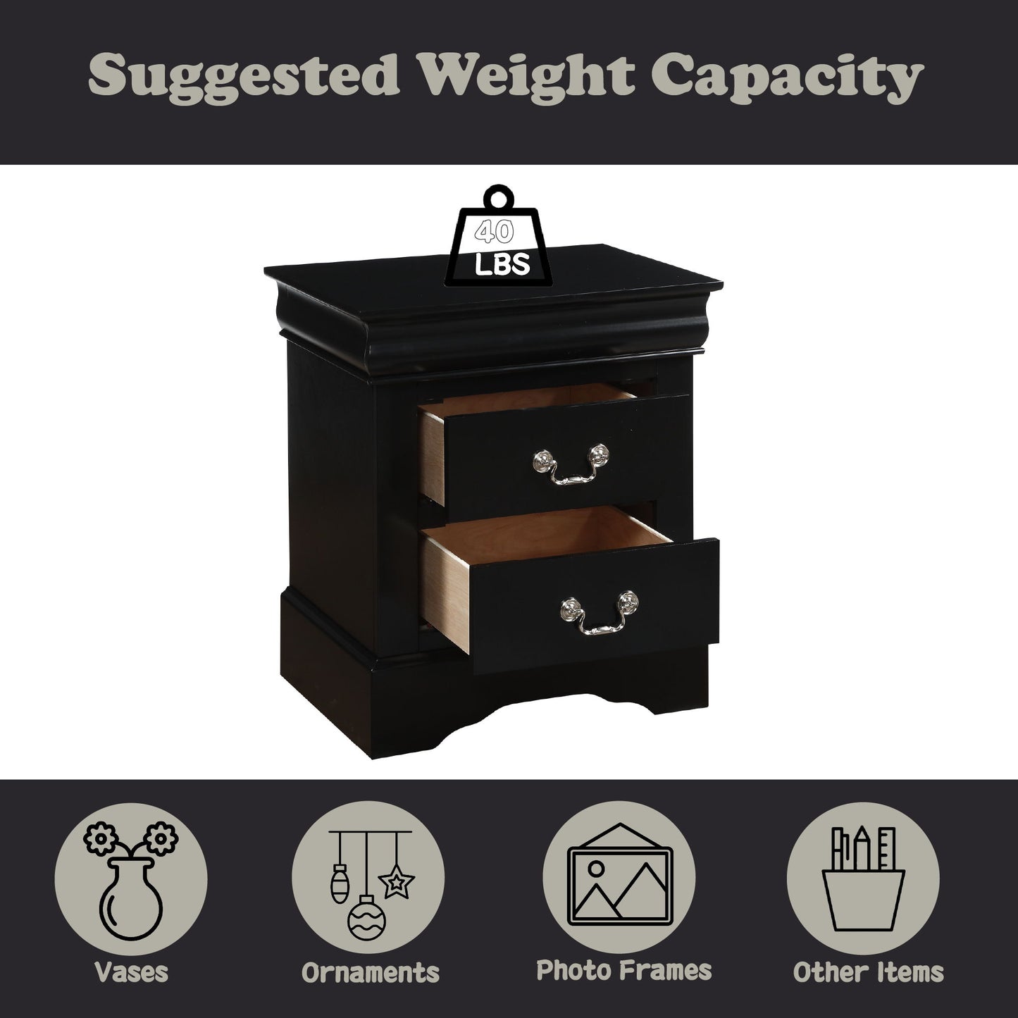 Louis Philippe III - Sleek Design Nightstand