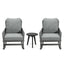 Modern 3 Piece Outdoor Seating Set With Cushioned Rattan Rocking Chairs And Wooden Accent Table