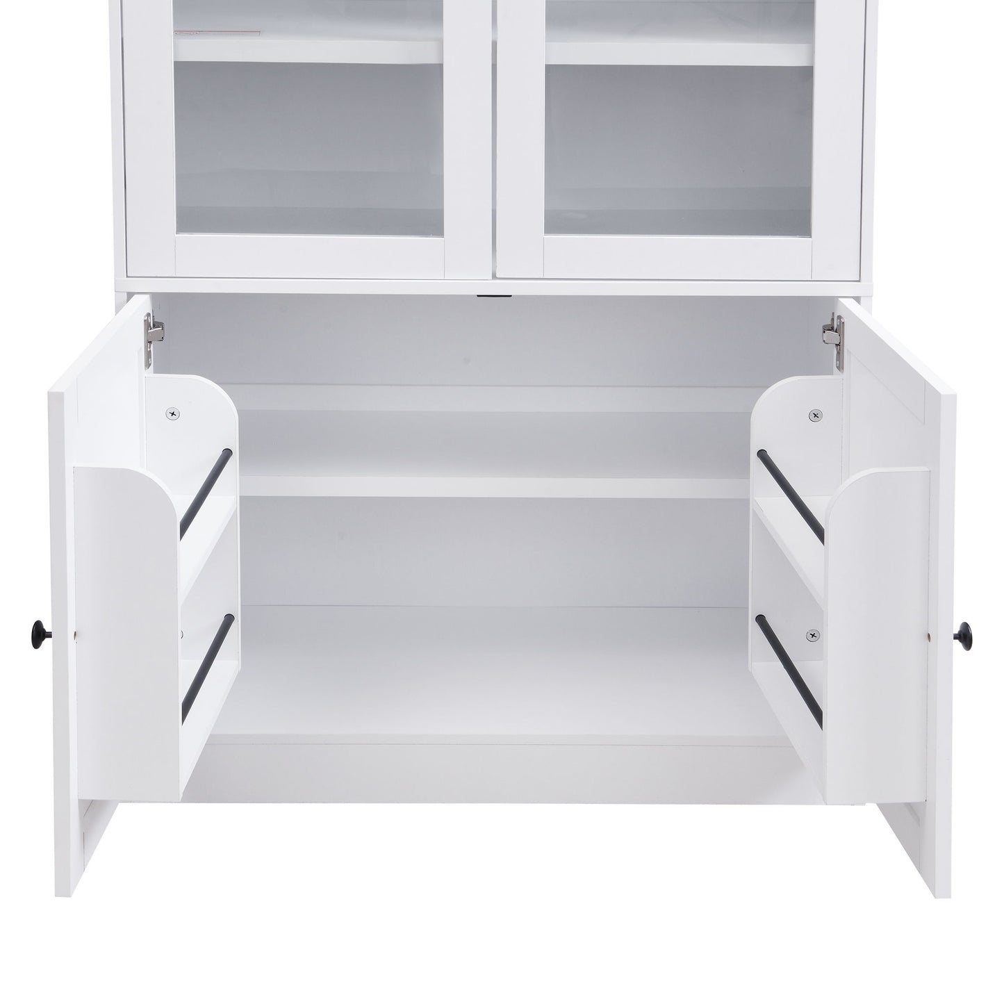 Tall Arched Top Storage Cabinet With 5 Tier Shelves, Soft Close Hinges