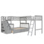 Solid L Shaped Bunk Bed With 3 Drawers, Ladder And Staircase
