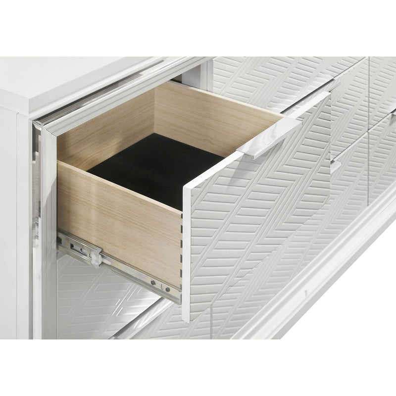 9 Drawer Dresser With LED Mirror, Touch Activated Lighting - White