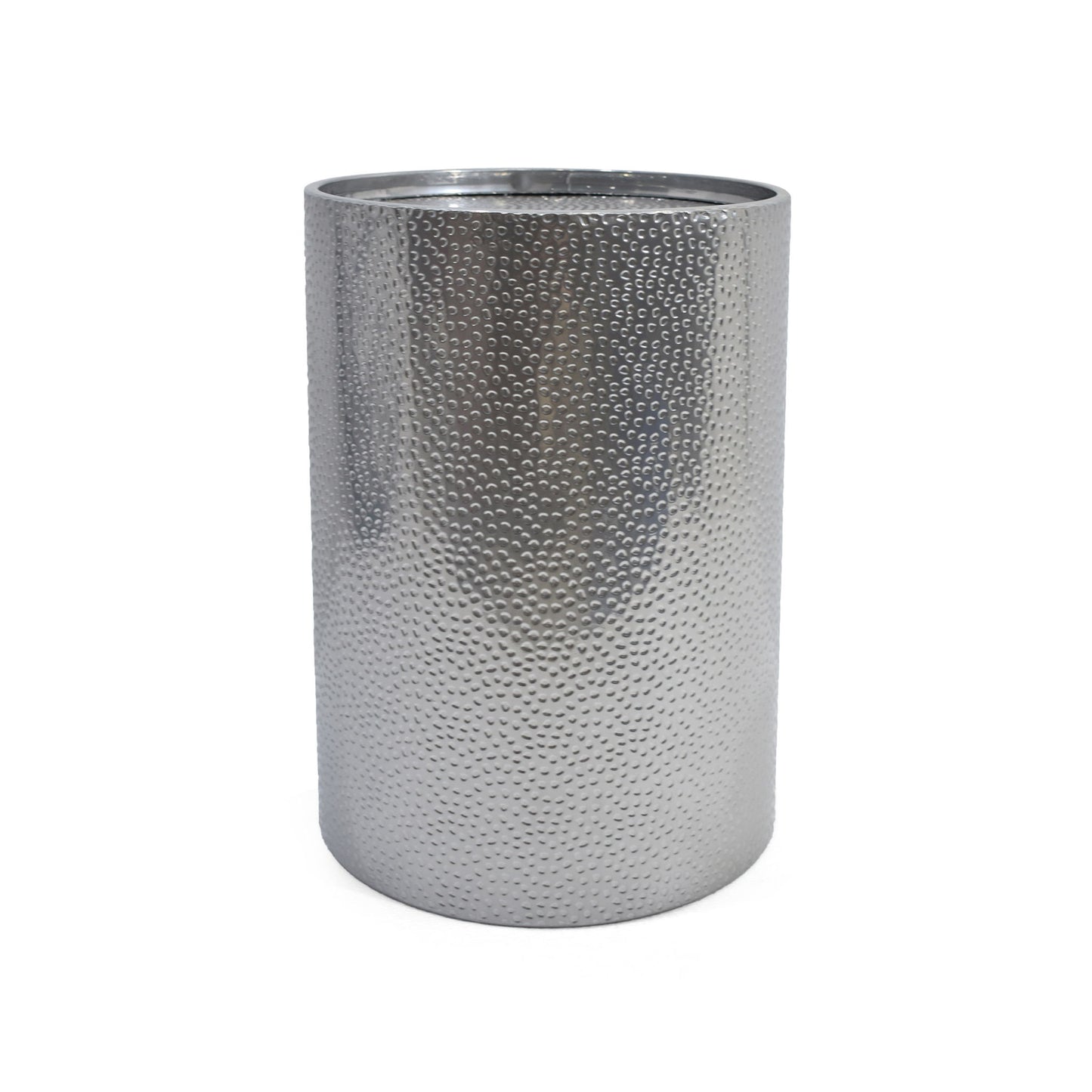 Modern Round Accent Table With Hammered Surface