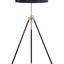Tripod Drum Shade Floor Lamp With Rotary Switch - Black