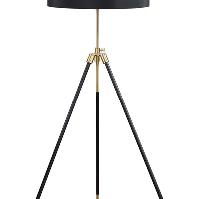 Tripod Drum Shade Floor Lamp With Rotary Switch - Black