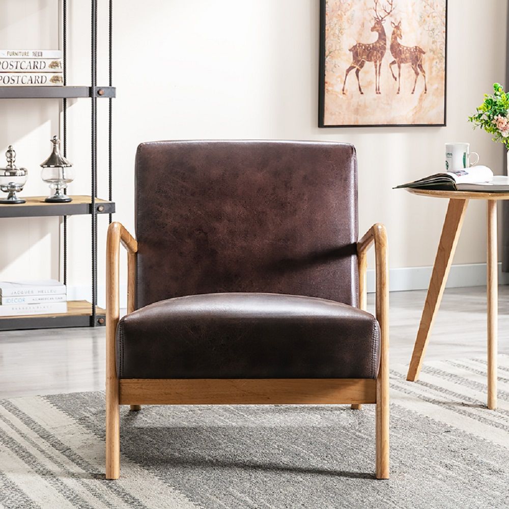Open Framed Armchair With Cushioning Brown - Dark Brown