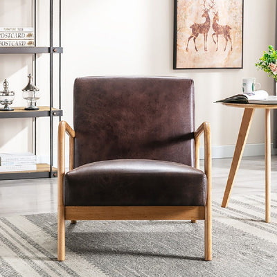Open Framed Armchair With Cushioning Brown - Dark Brown