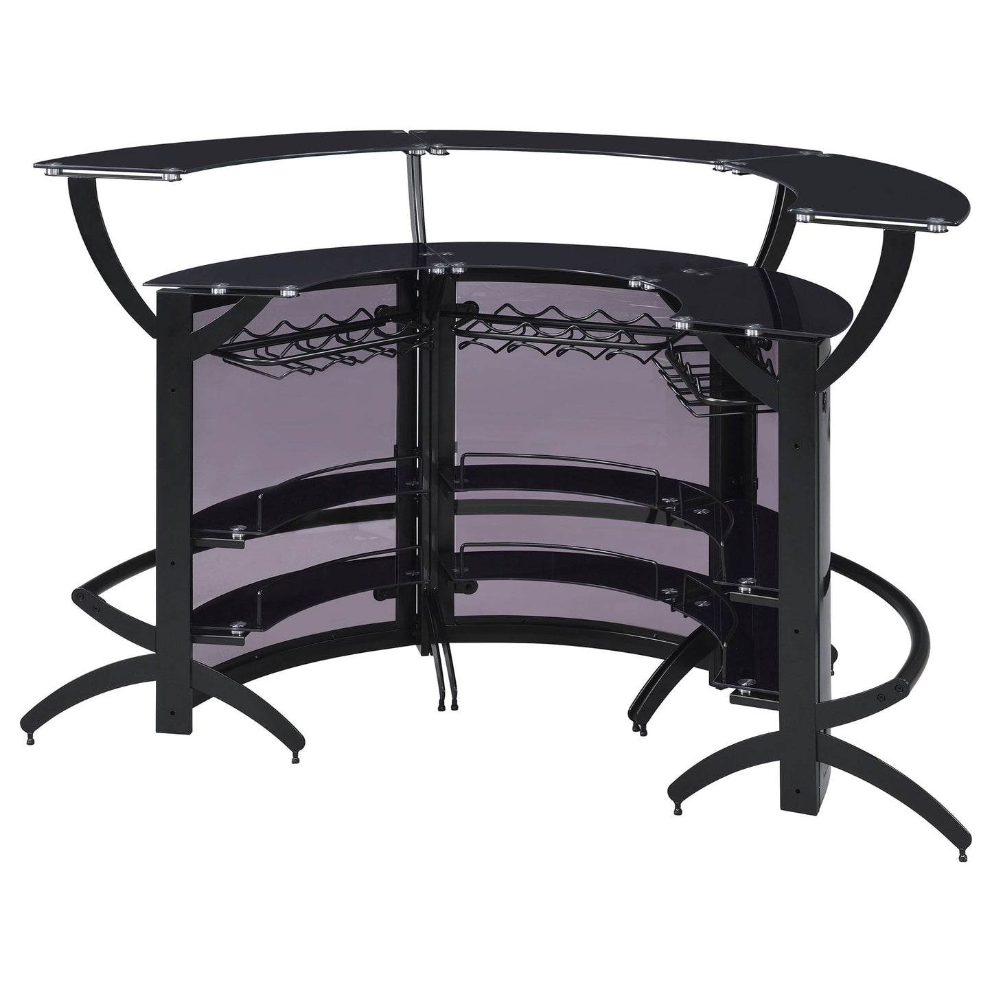 Elaina - 3 Piece Curved Freestanding Home Bar - Black