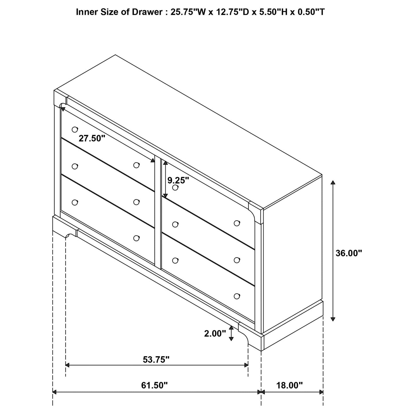 Sundance - 6 Drawer Dresser Cabinet - Dark Brown
