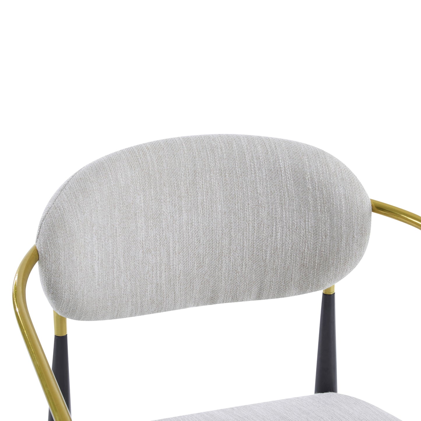 Upholstered Accent Armchair With Tapered Legs - Beige / Black / Gold