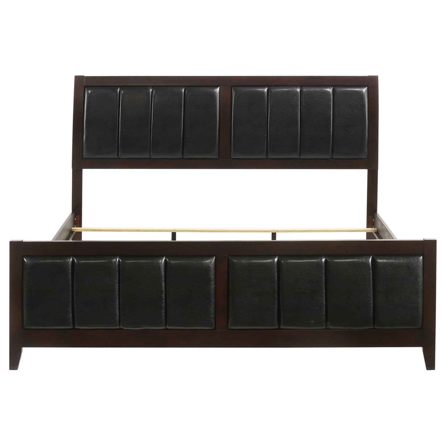 Eastern King Panel Bed With Upholstered Headboard And Footboard - Cappuccino