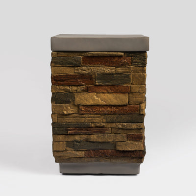 Outdoor Propane Tank Holder Fire Pit Cover Side Table - Sandstone