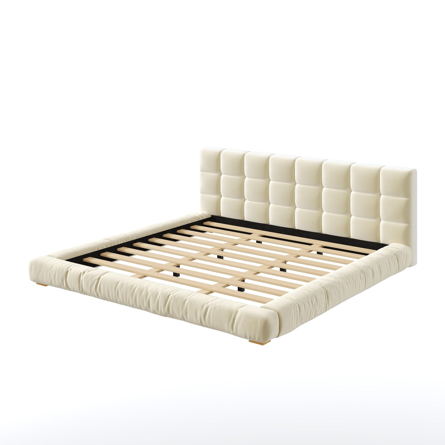 Upholstered Platform Bed Frame With Tufted Headboard
