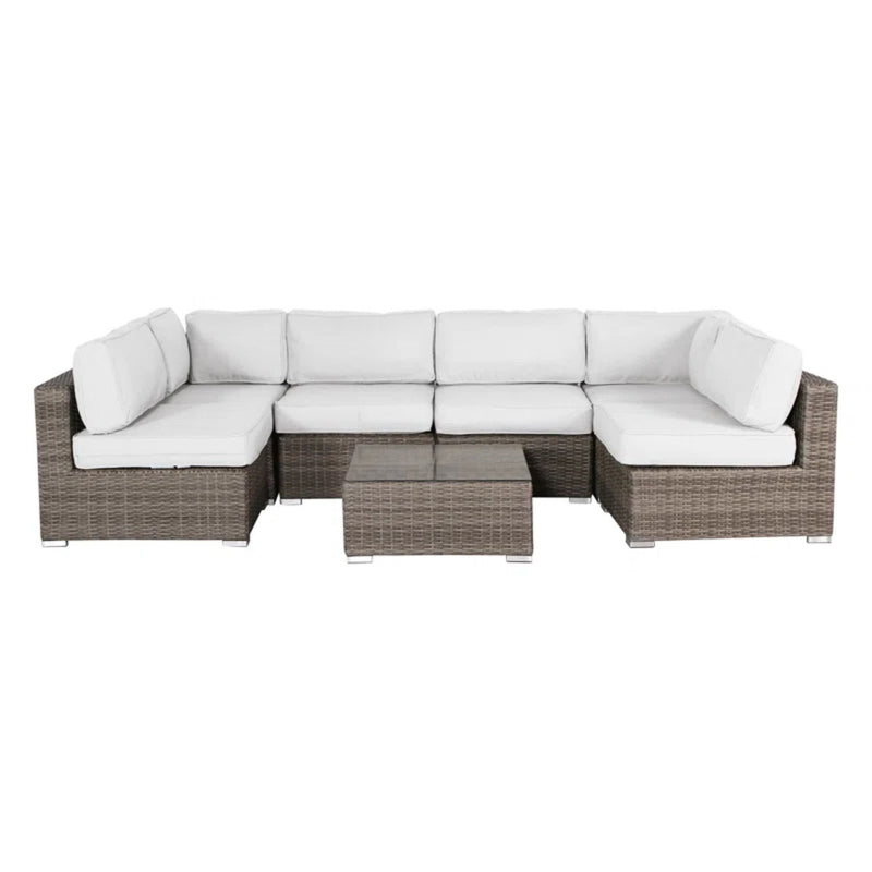 6 Seat Rattan Outdoor Lounge Set Durable - Gray Mix