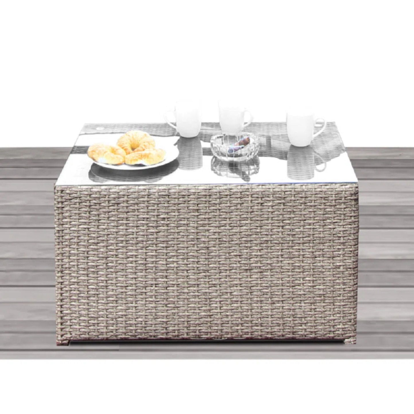 Wicker Outdoor Sectional With Weather Resistant Cushions And Table