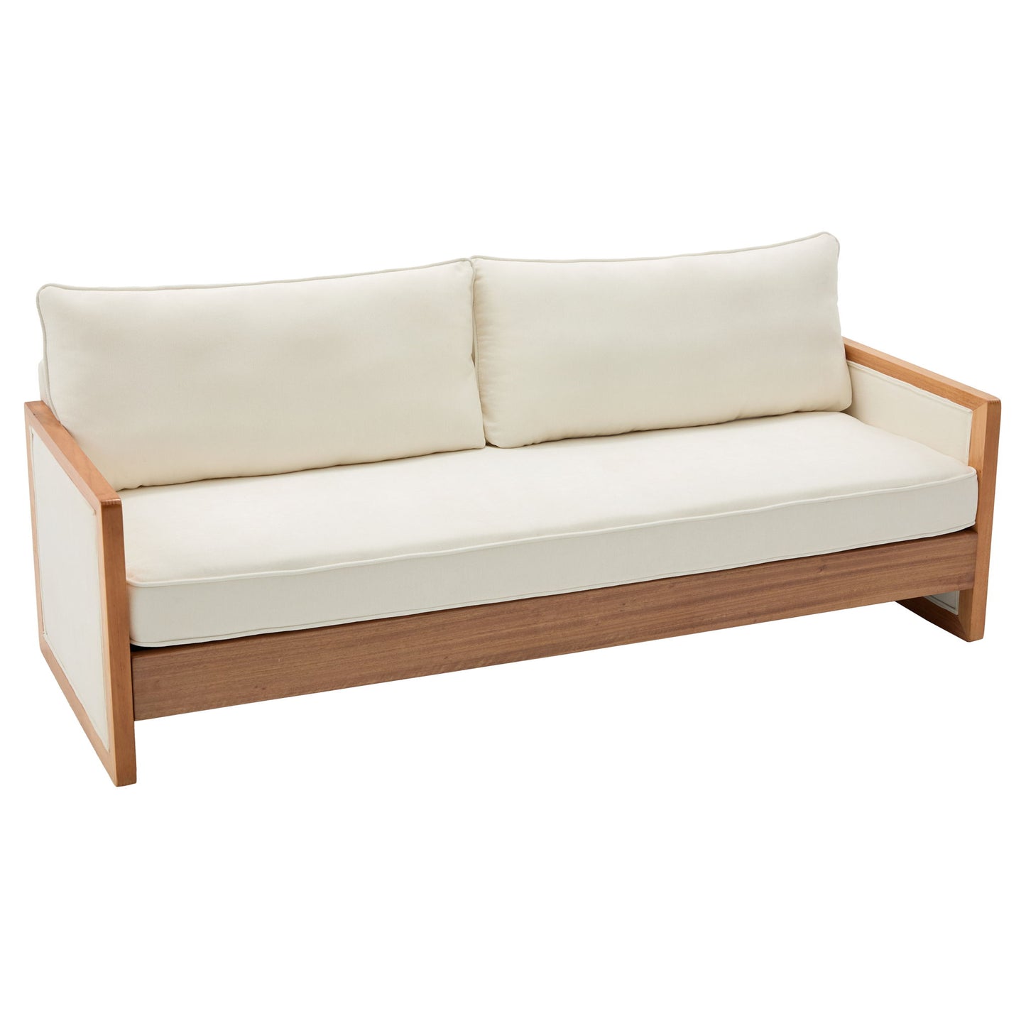 Modern 3 Seater Sofa With Wood Armrests