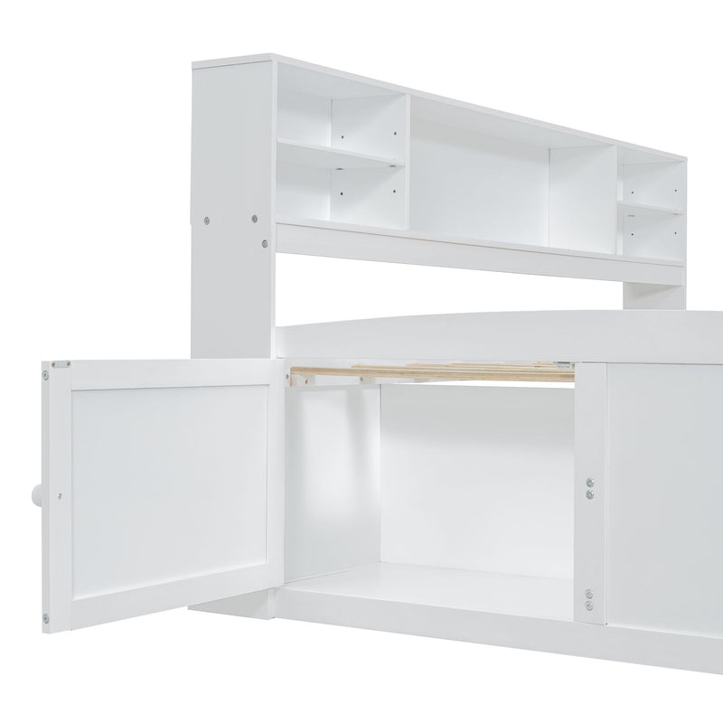 Daybed With 2 Bedside Cabinets, Upper Shelves And 4 Drawers