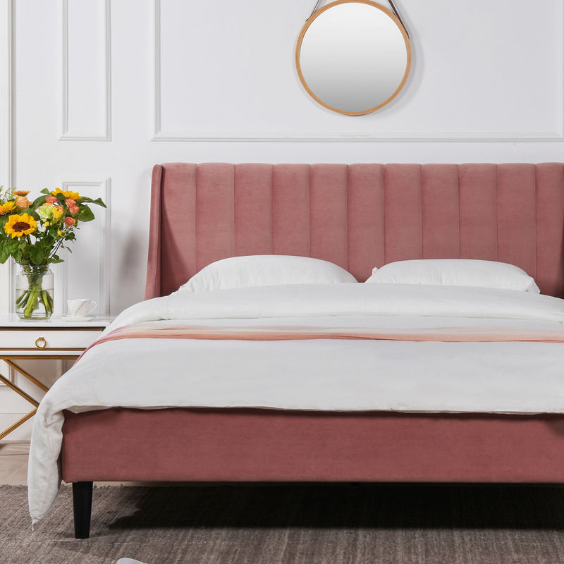 Aspen - Juego de cama de plataforma moderno con cabecero capitoné vertical