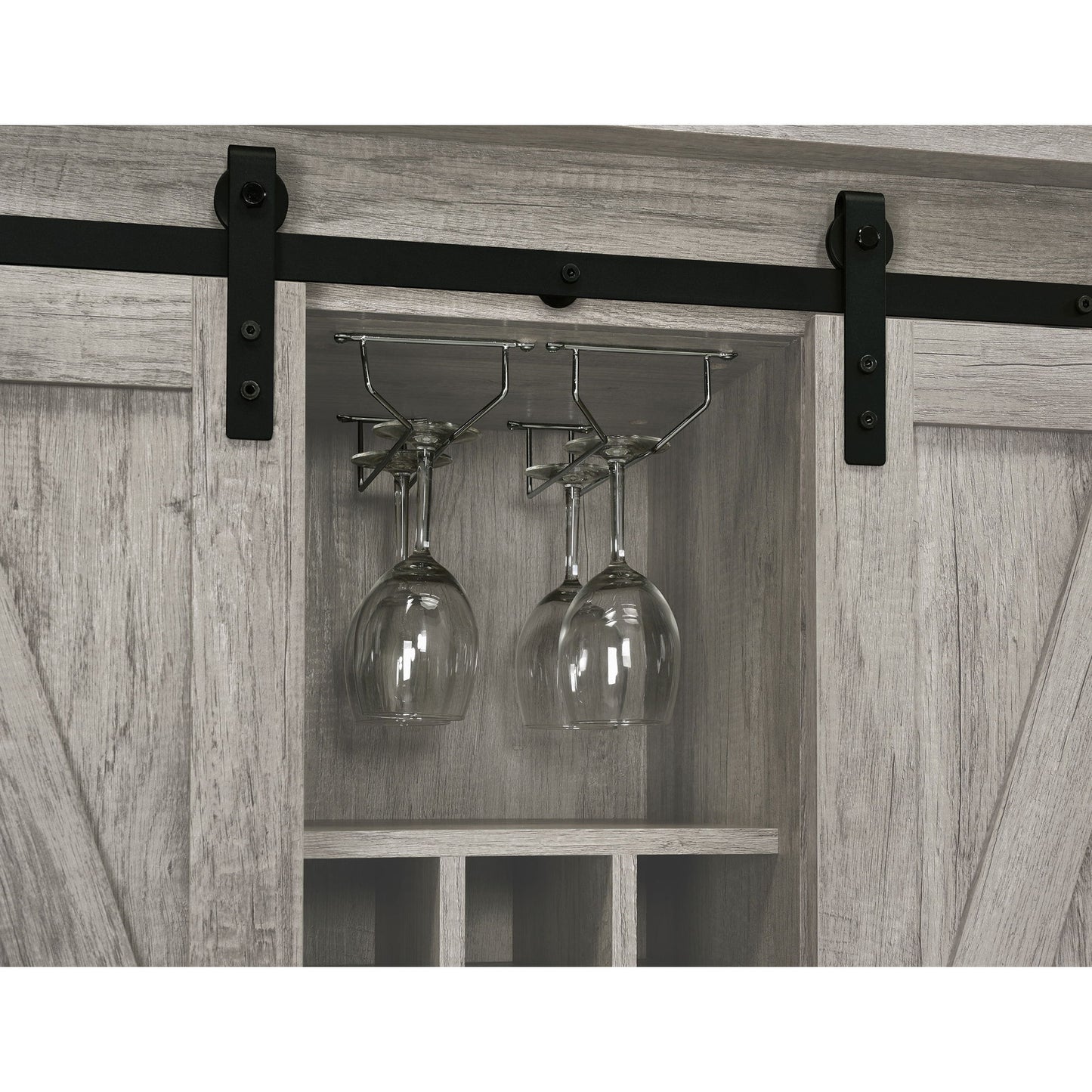 Hovander - Sliding Door Bar Cabinet - Gray