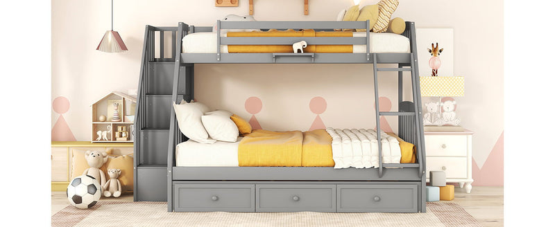 Bunk Bed With Drawers, Ladder And Storage Staircase