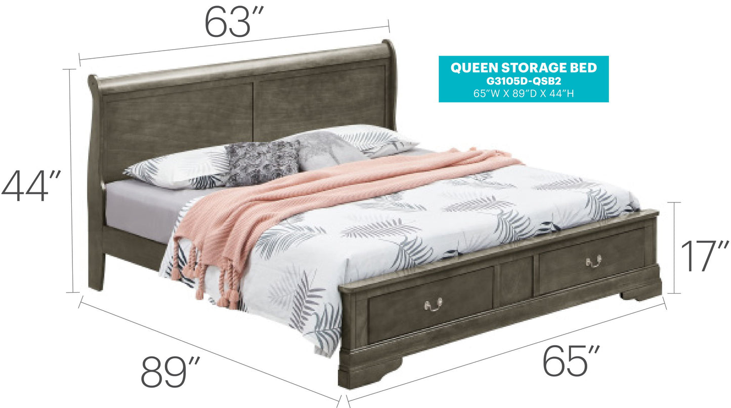 Upholstered Panel Sleigh Bed Design