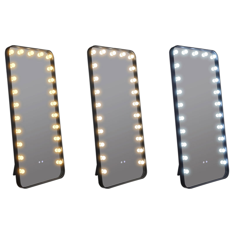 Villancourt - LED Standing Mirror With Speakers - Black