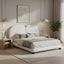 Queen Size Upholstered Platform Bed Frame With Split Headboard - White