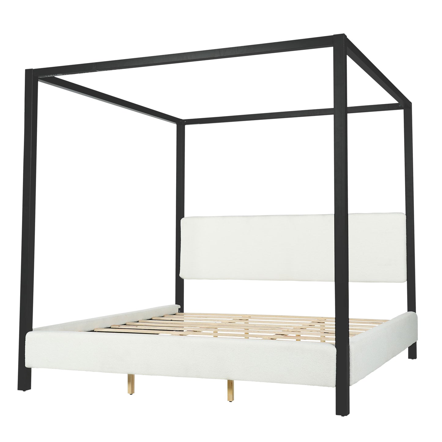Modern Canopy Bed With Upholstery