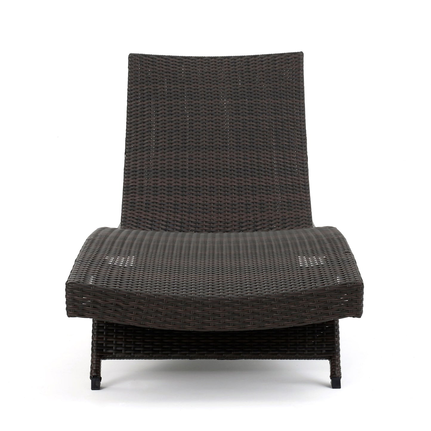 Mysticism Outdoor Chaise Lounge With Adjustable Backrest And Foldable Legs - Brown Multi