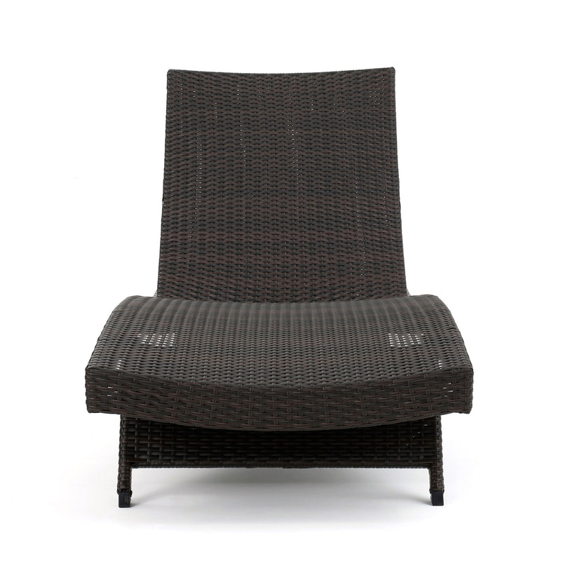 Mysticism Outdoor Chaise Lounge With Adjustable Backrest And Foldable Legs - Brown Multi