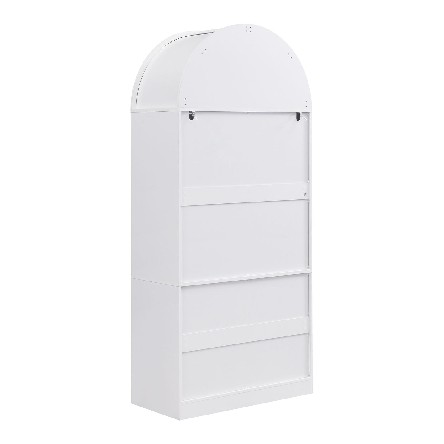 Tall Arched Top Storage Cabinet With 5 Tier Shelves, Soft Close Hinges