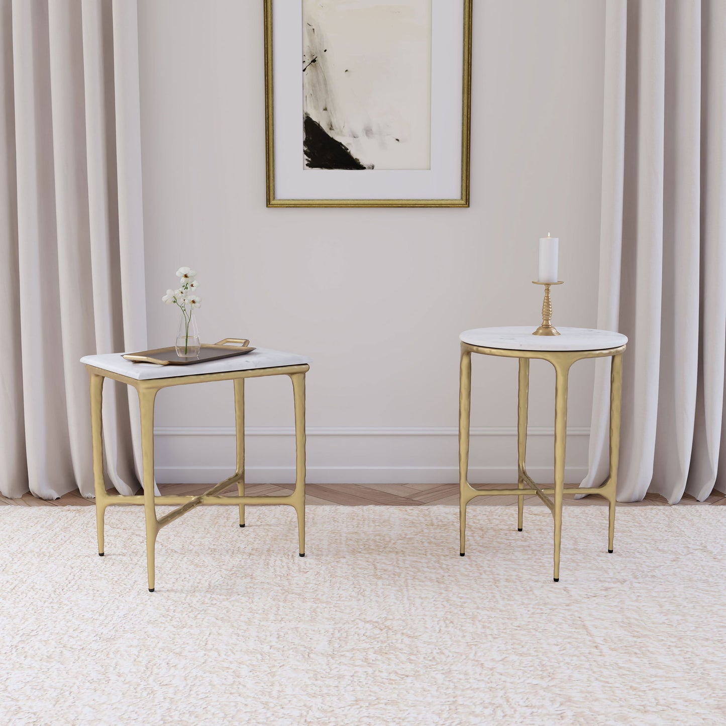 Prussia - Round Side Table - White Marble