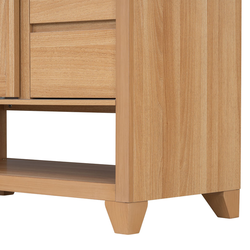 36" Bathroom Vanity With Sink, Soft Close Drawers - Natural