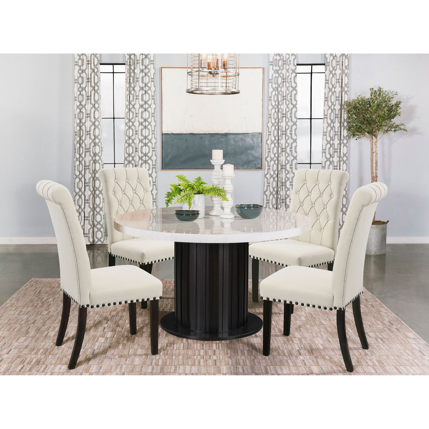 Button Tufted Side Chairs (Set of 2) - Beige