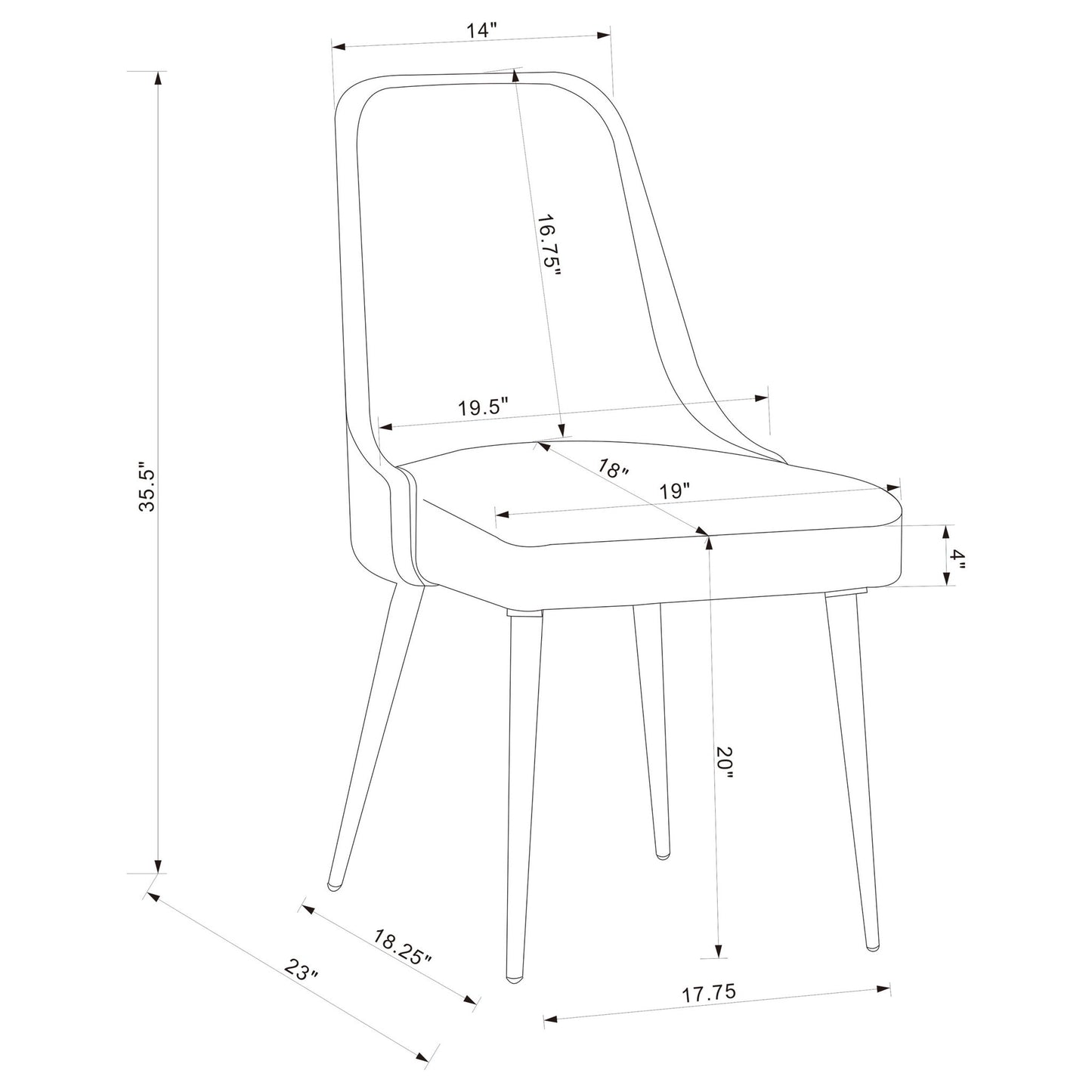 Side Chairs Upholstered With Tapered Legs (Set of 2) - Gray