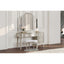 Colwood - Upholstered Oval Vanity Stool With Glitter Trim Seat - Silver Gray