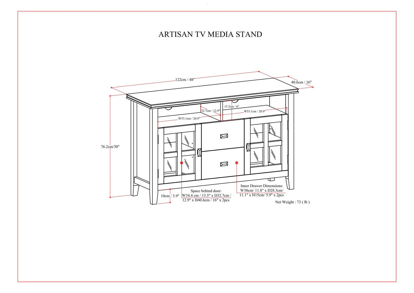 Artisan - TV Media Stand, Handcrafted - Russet Brown
