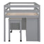 Loft Bed With Retractable Writing Desk And 4 Drawers, With Lateral Portable Desk And Shelves