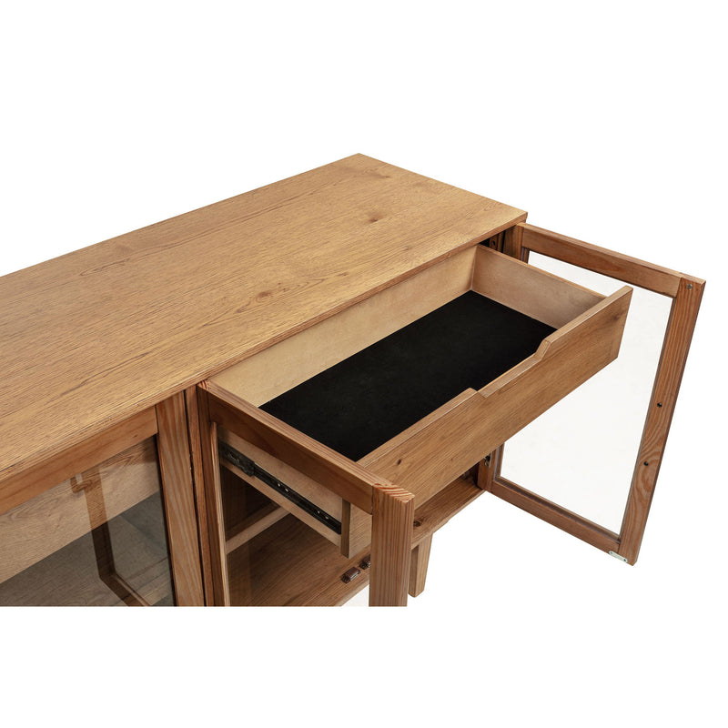 4 Door Sideboard With Dual Drawers - Natural