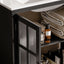 Modern Bathroom Vanity With Ceramic Sink, Tempered Blurred Glass Doors