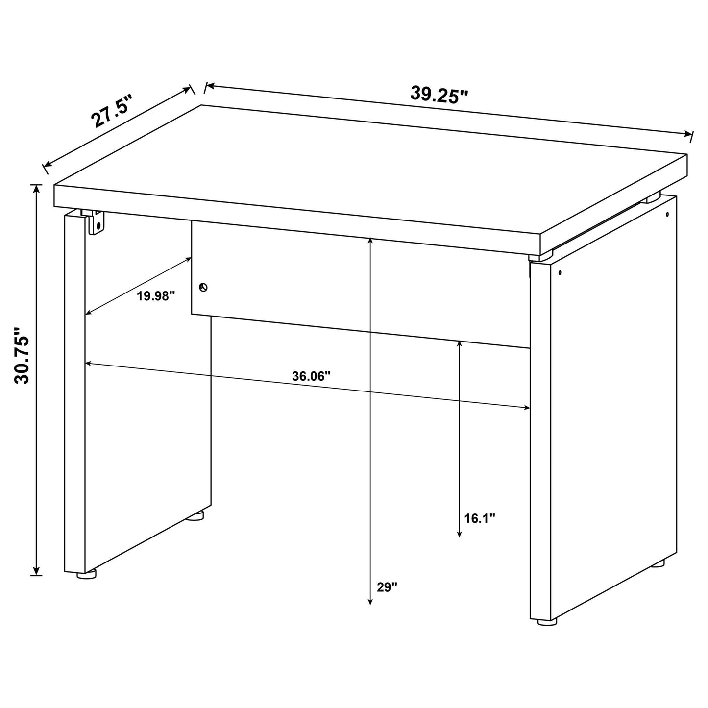 Extension Desk With Floating Top Design - Brown
