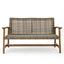 Outdoor Rattan Loveseat With Wooden Legs - Brown