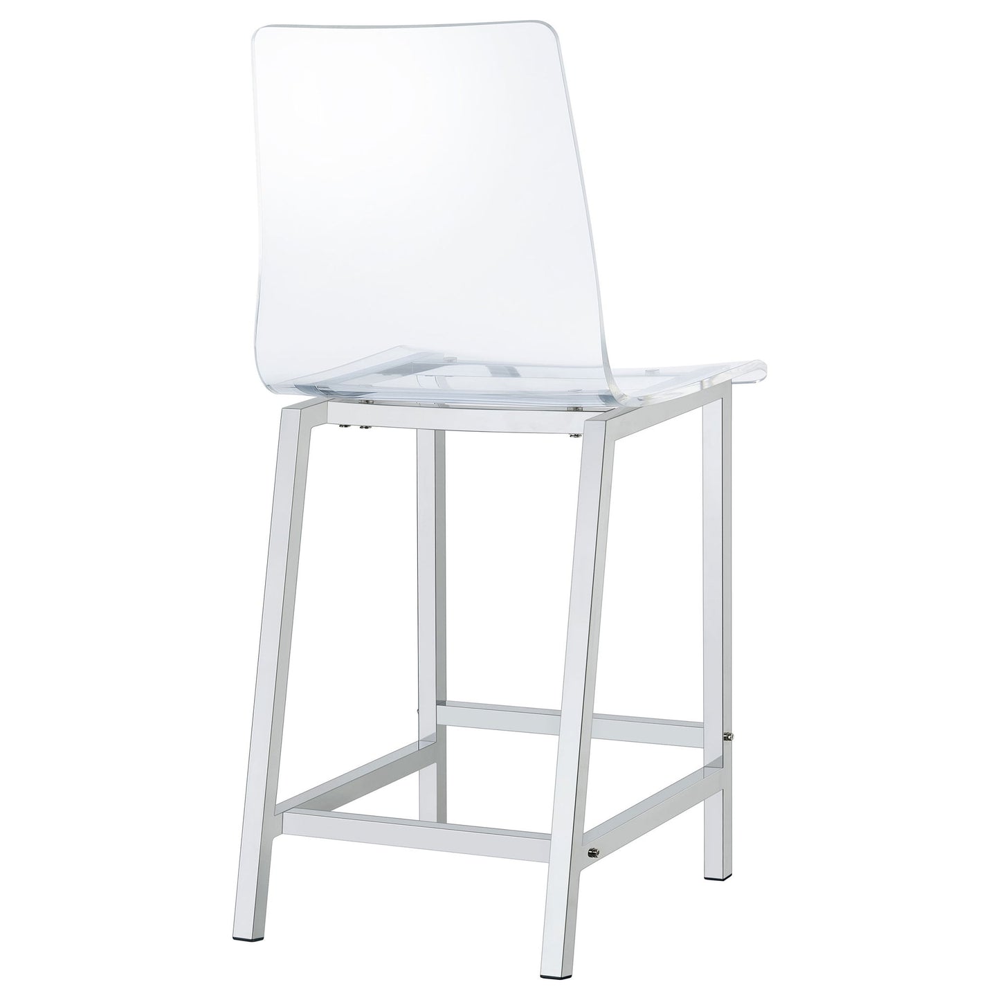 Counter Height Stools With Curved Back Design (Set of 2) - Clear