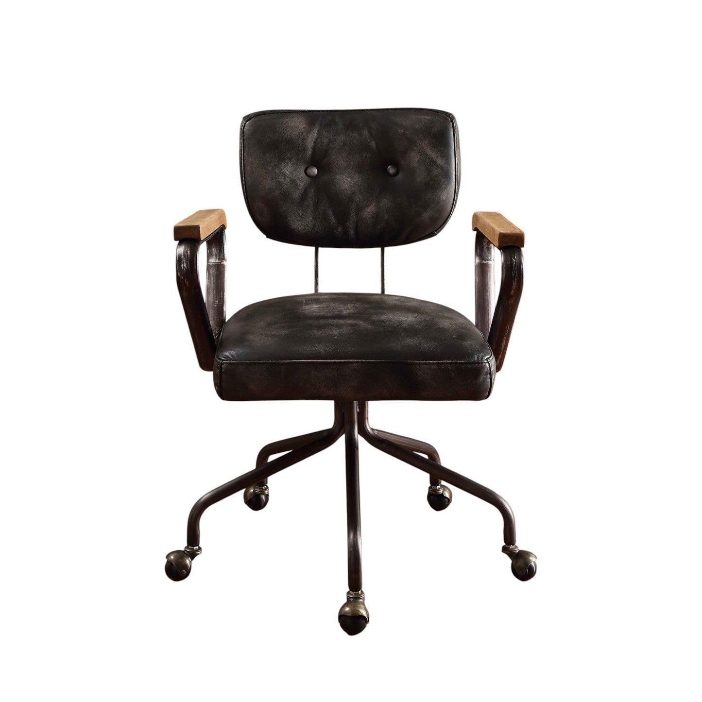 Hallie - Top Grain Leather Office Chair - Vintage Black