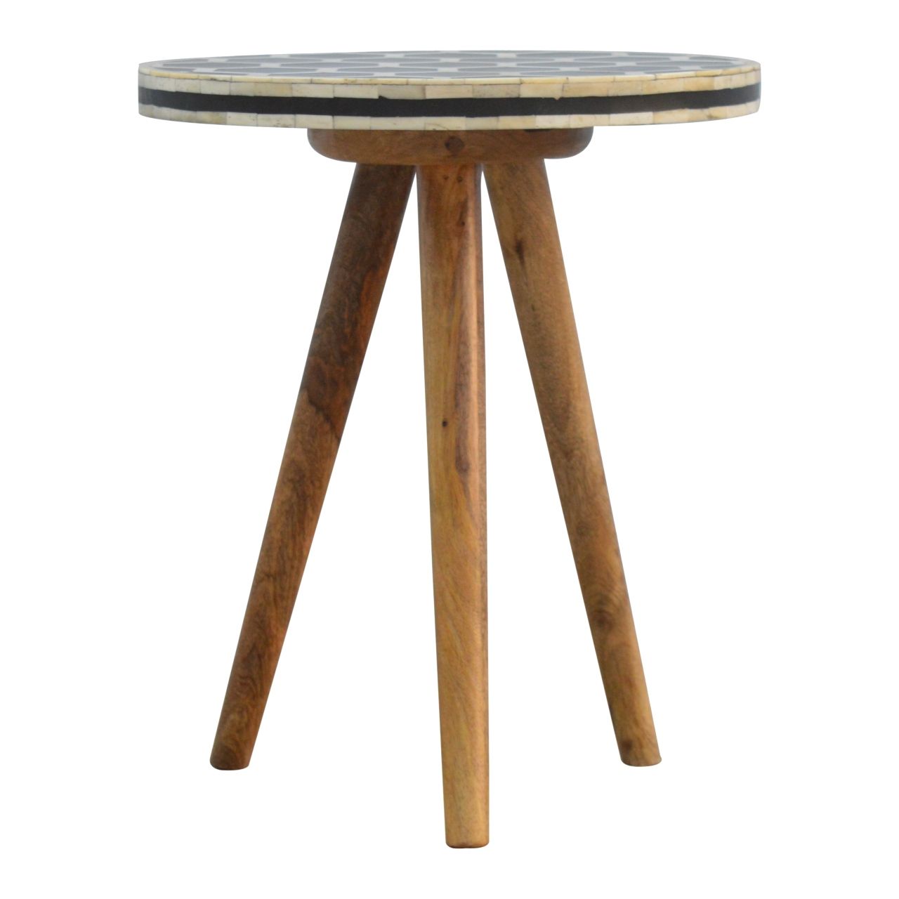 Inlay Bone Tripod Stool - Beige / White