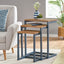 Kacha - Modern Industrial Firwood Nesting Tables (Set of 3) With Iron Frame - Antique Brown / Black
