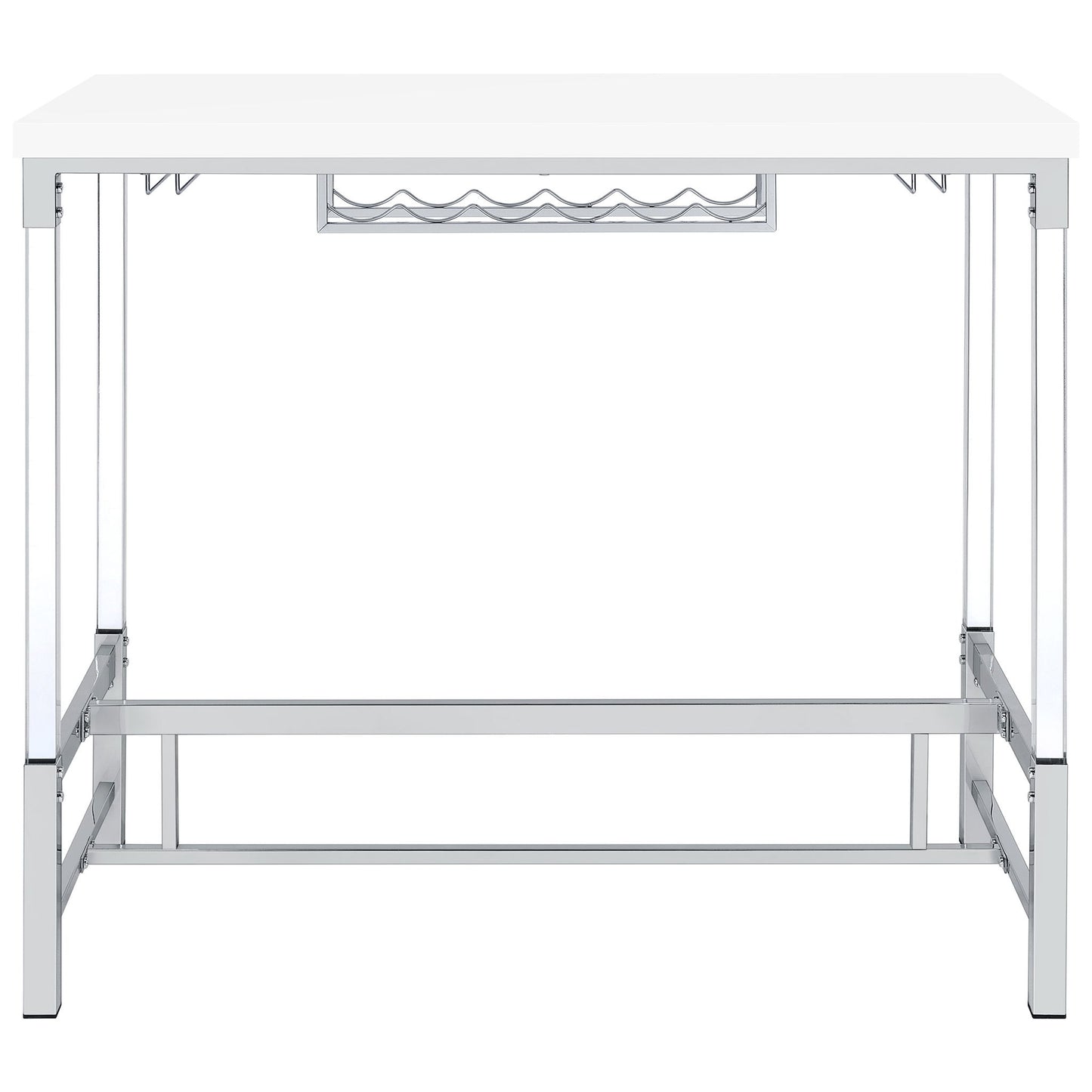 Tonneson - Bar Table With Trestle Base And Wine Storage - White