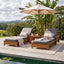 Chaise Lounge With Armrests, 2 Fold Cushion Set, 3 Position Adjustable Backrest, For Patio Pool - Dark Gray / Teak